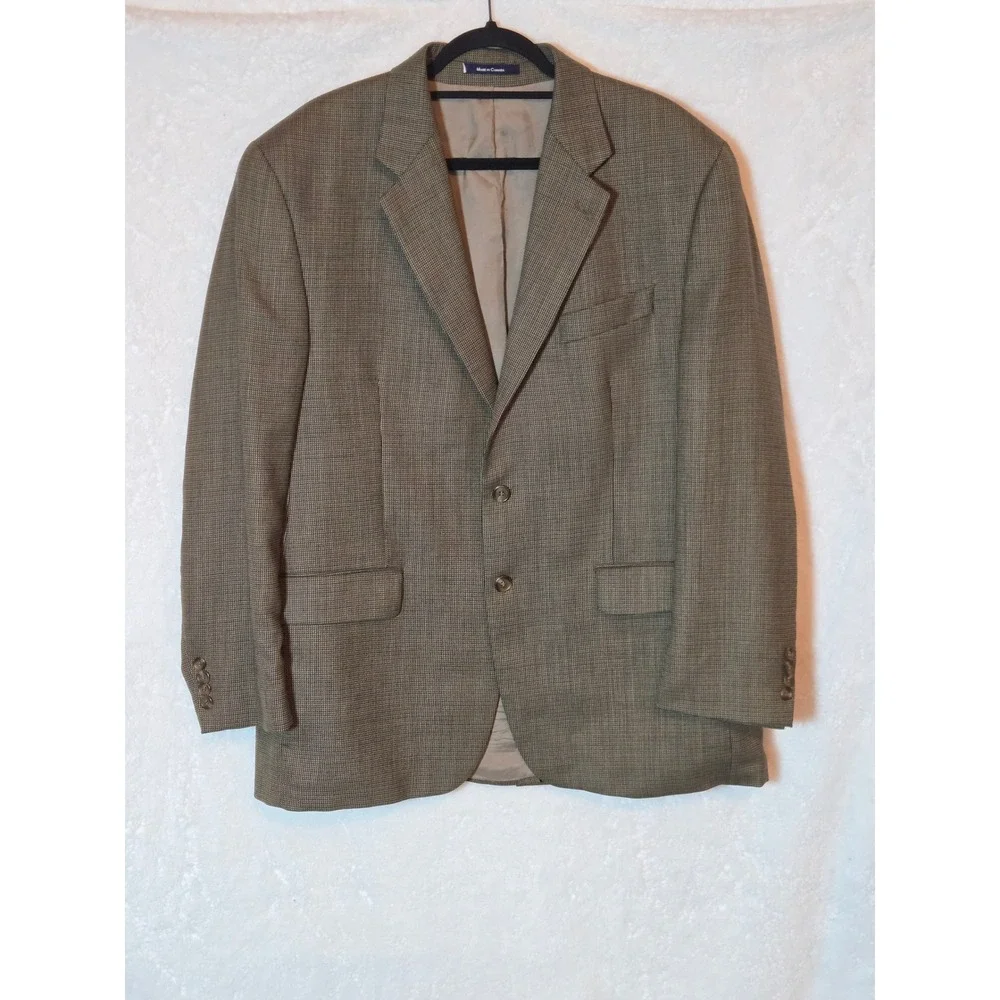 Lauren Ralph Lauren Mens 44R Wool Blazer Brown‎ Houndstooth Sport Coat